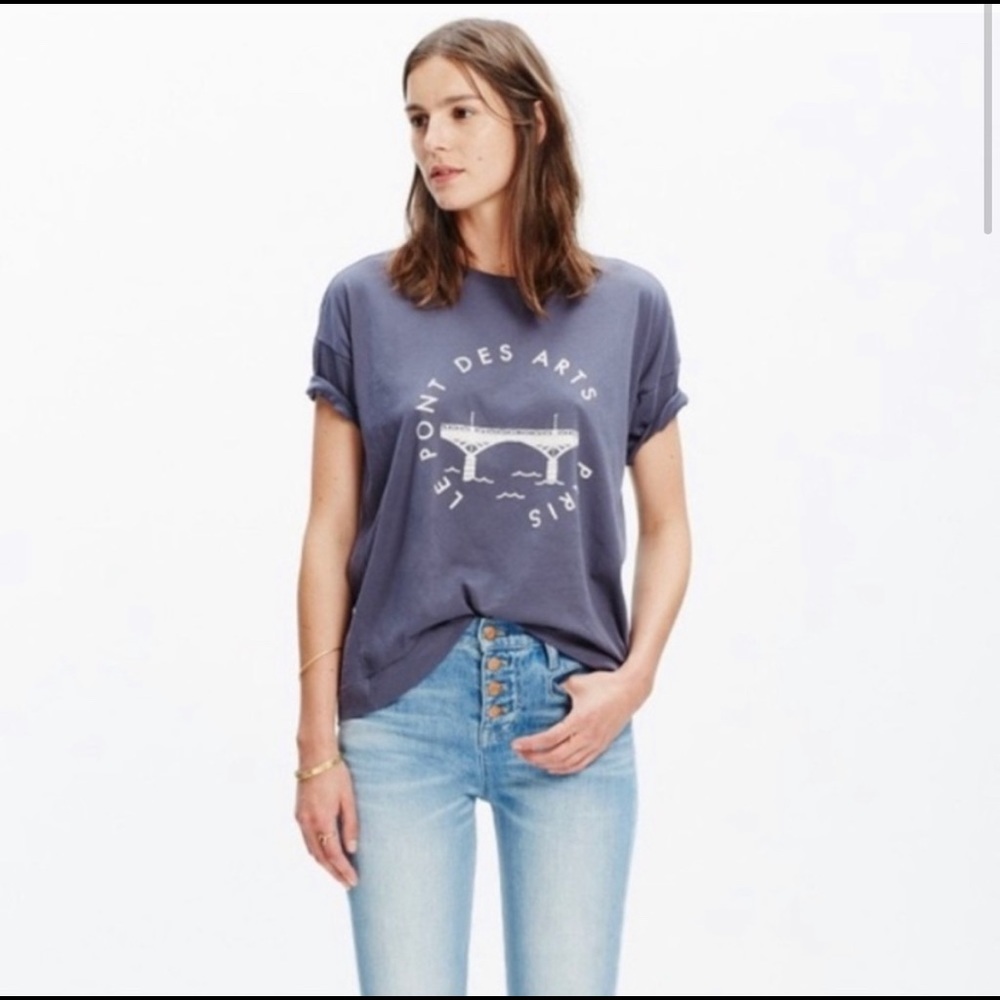 Madewell Slate Blue Graphic Short Sleeve Tee